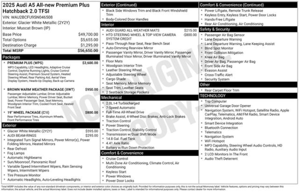 Certified 2025 Audi A5 2.0T Premium Plus Hatchback