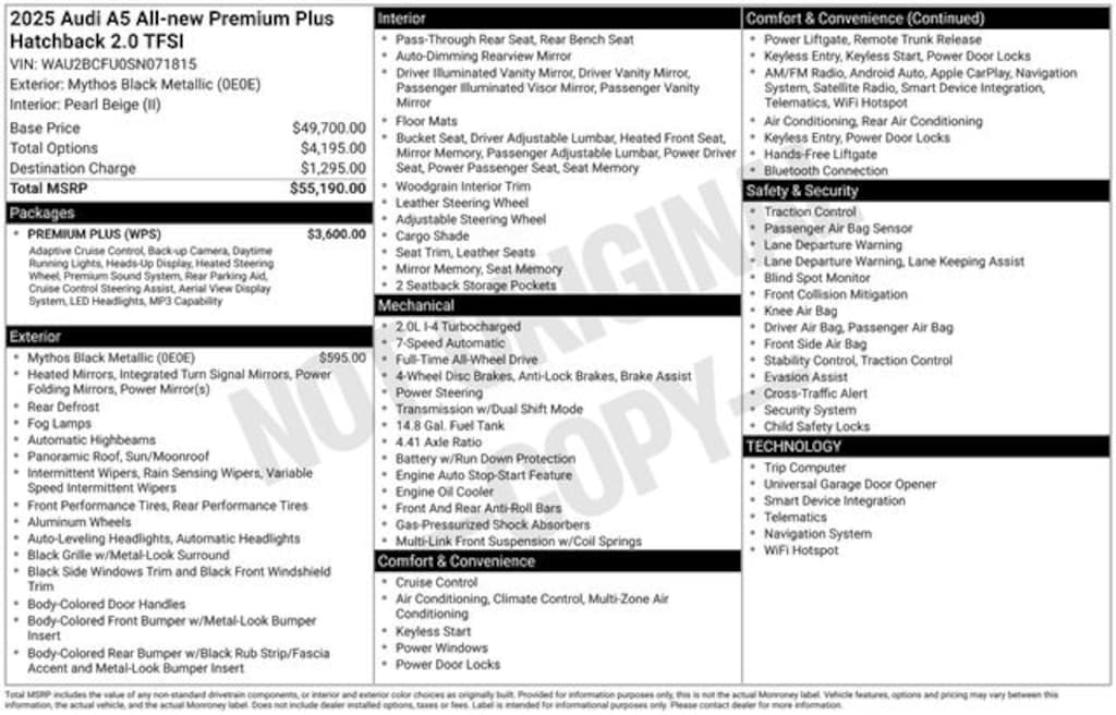 Certified 2025 Audi A5 2.0T Premium Plus Hatchback