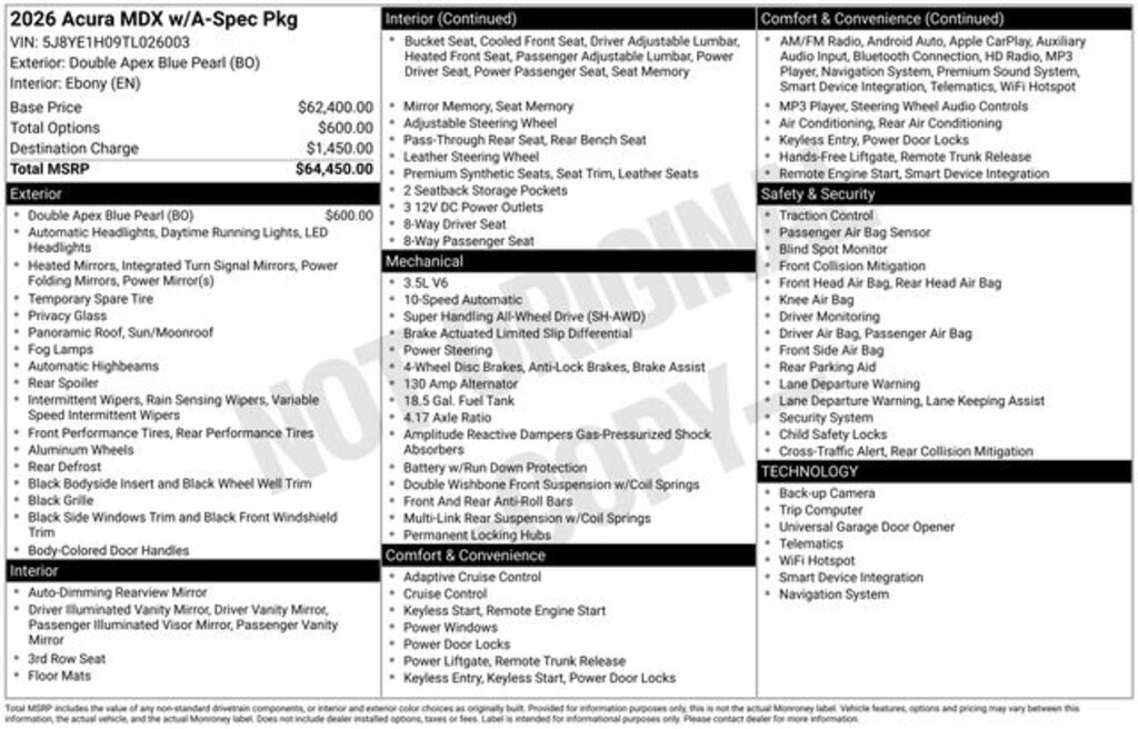 Certified 2026 Acura MDX A-Spec SUV