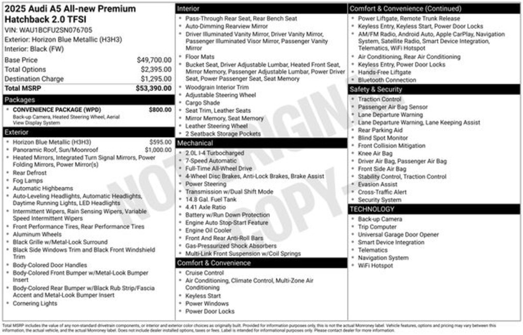 Certified 2025 Audi A5 2.0T Premium Hatchback