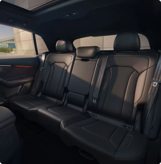 Audi Q8 rear passenger seats in black leather