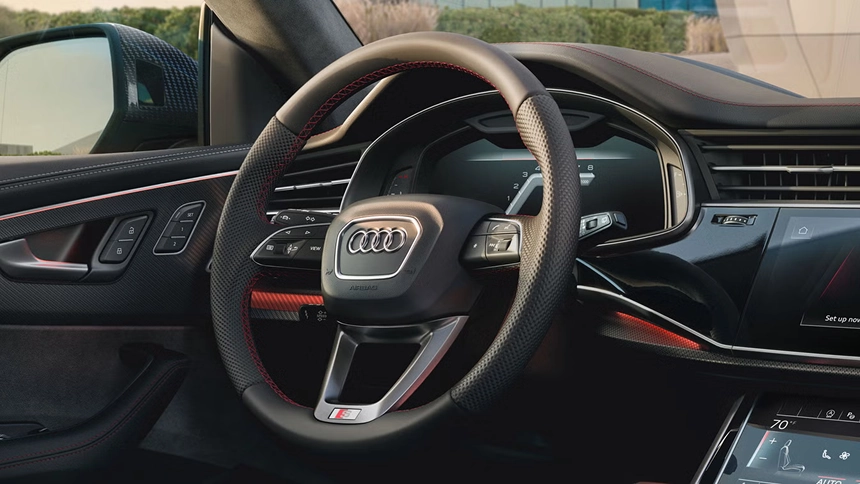 Audi virtual cockpit plus digital instrument cluster behind the steering wheel