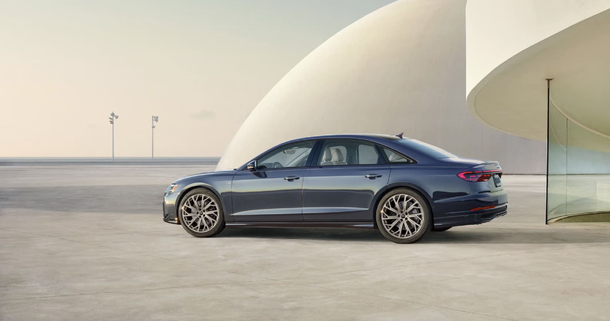 The 2026 Audi A8 in Firmament Blue metallic