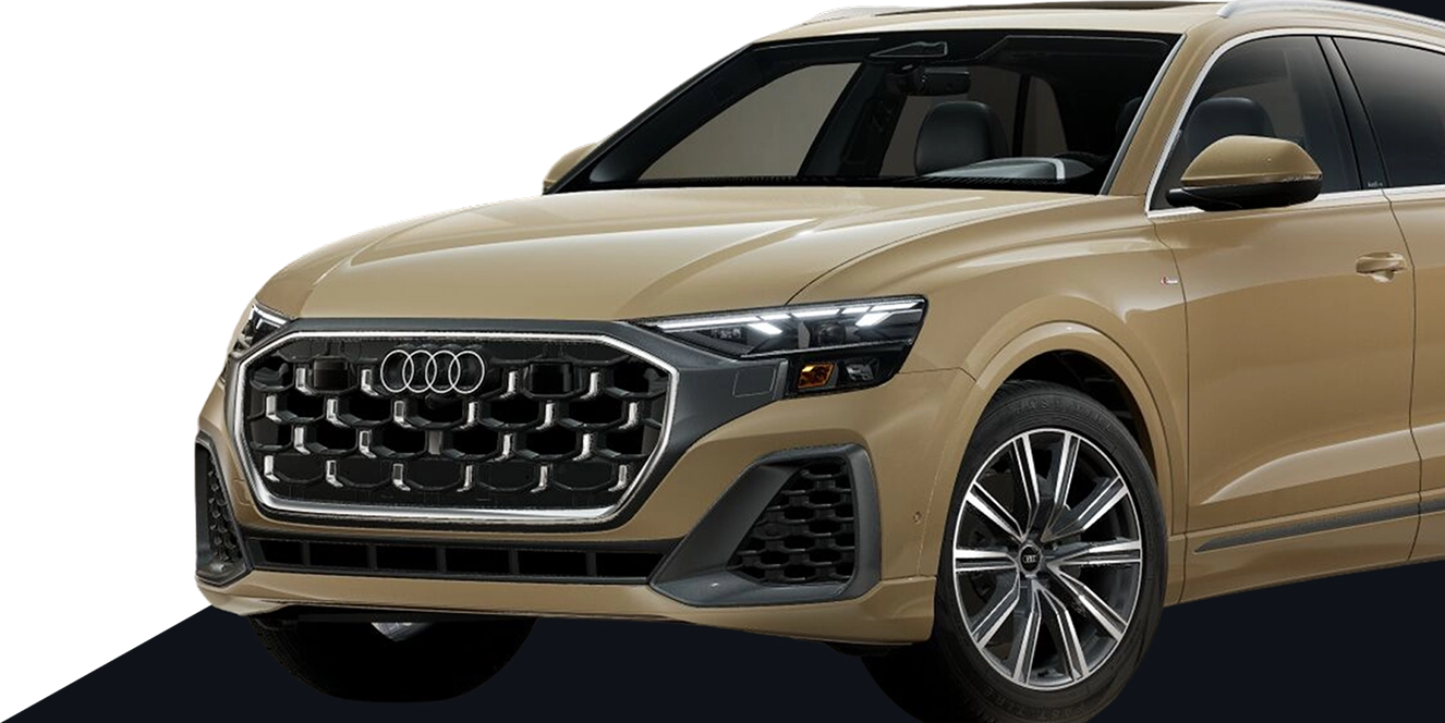 2027 Audi Q8 in gold shown from the front three-quarter angle