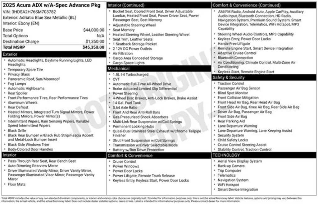 Certified 2025 Acura ADX A-Spec Advance Package SUV