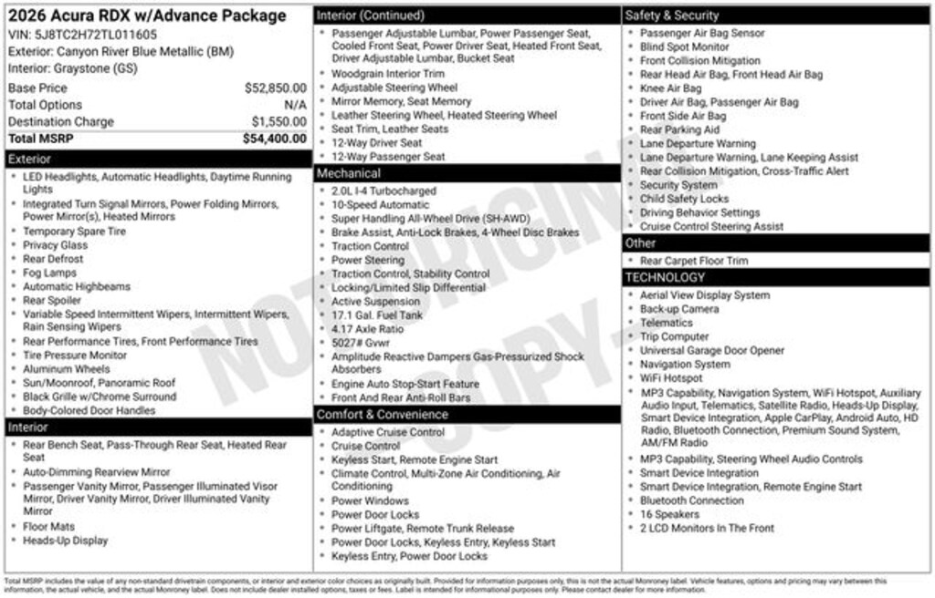 Certified 2026 Acura RDX Advance Package SUV