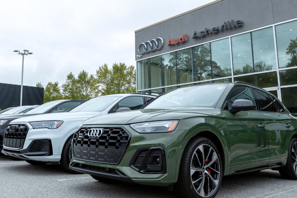 Line of Audi cars for sale at Audi car dealership in Asheville, NC