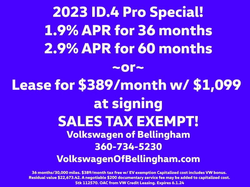 Used 2023 Volkswagen ID.4 PRO with VIN 1V2CMPE88PC024112 for sale in Bellingham, WA