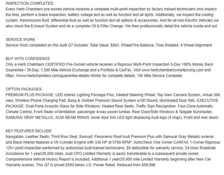 used 2025 Audi Q7 car, priced at $54,998