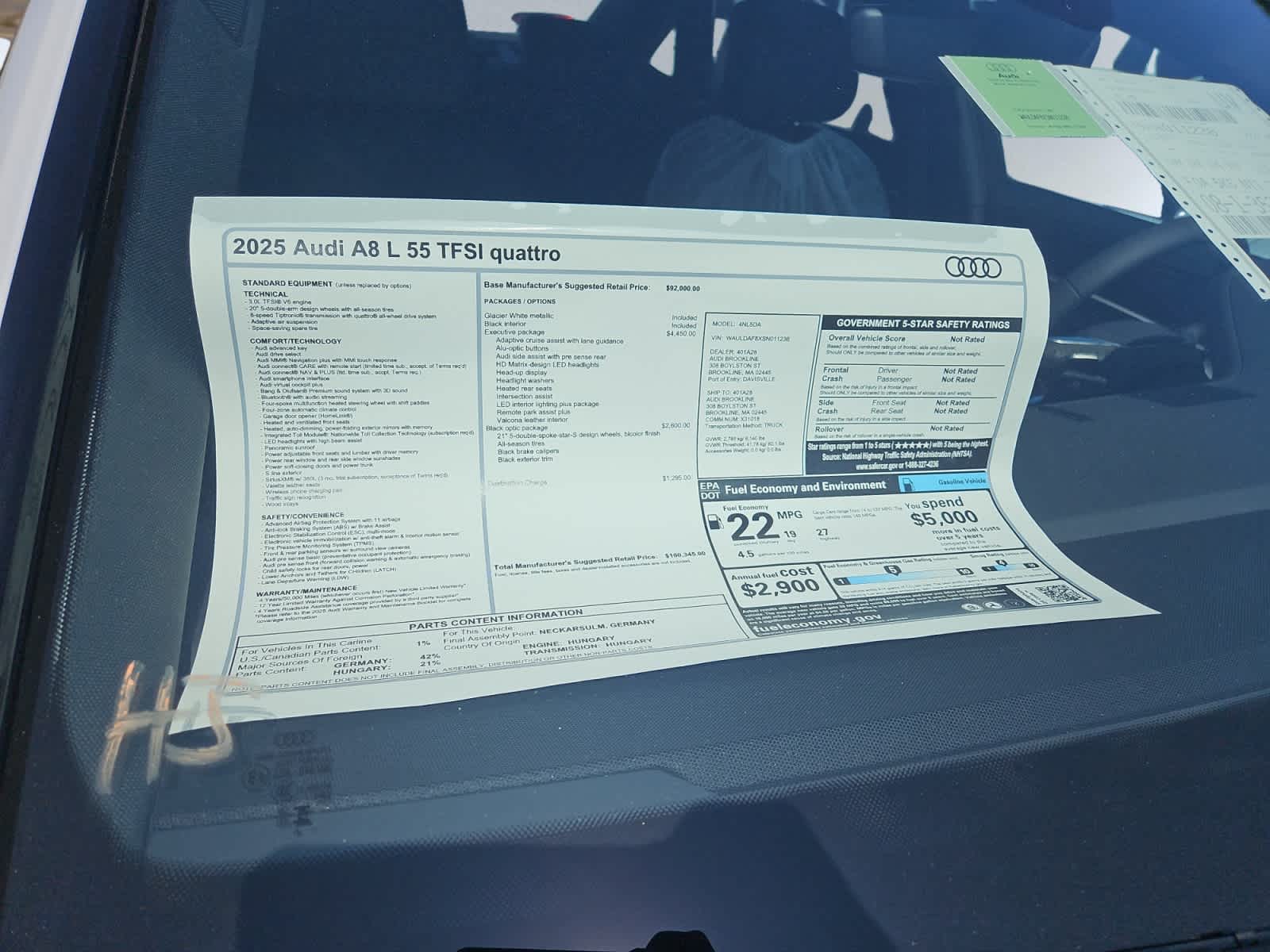 new 2025 Audi A8 car, priced at $100,345