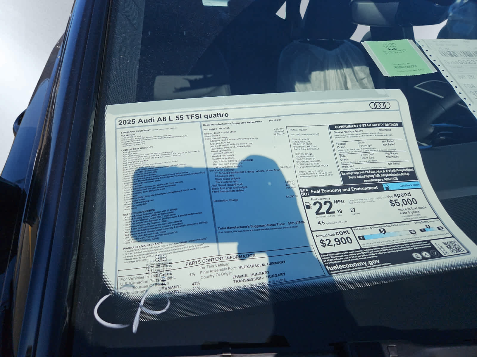 new 2025 Audi A8 car, priced at $101,075