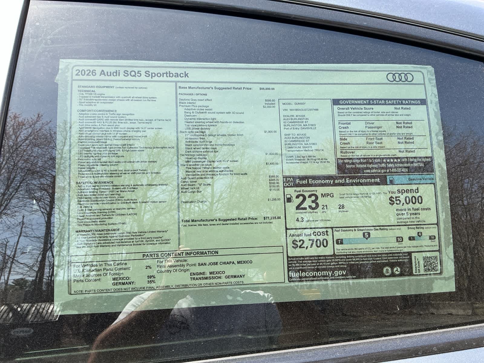 new 2026 Audi SQ5 Sportback car, priced at $77,235