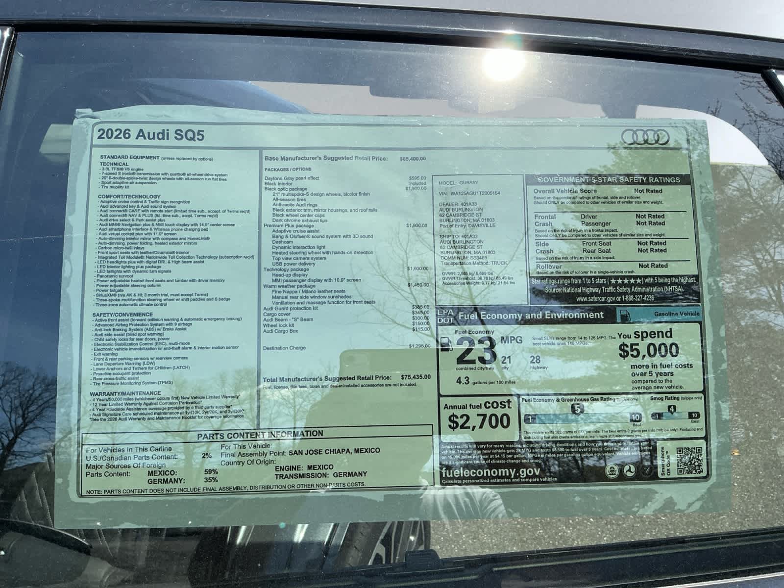 new 2026 Audi SQ5 car, priced at $75,435