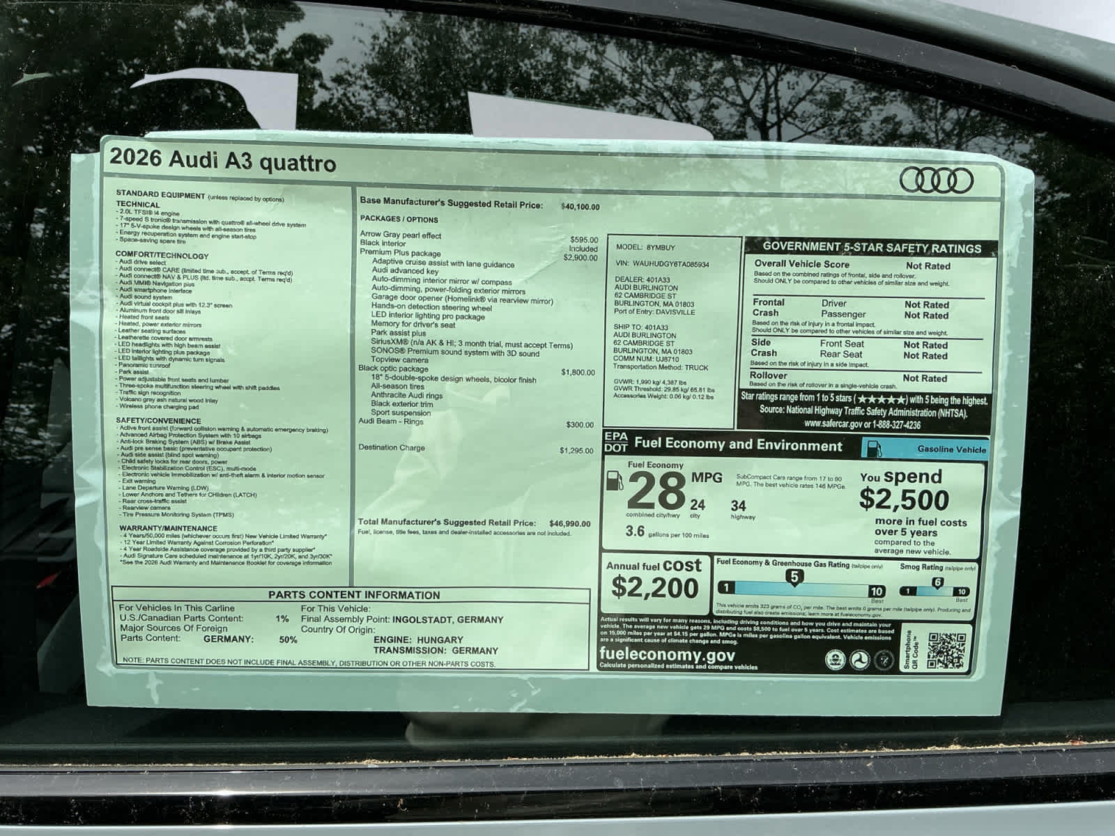 new 2026 Audi A3 car, priced at $46,990