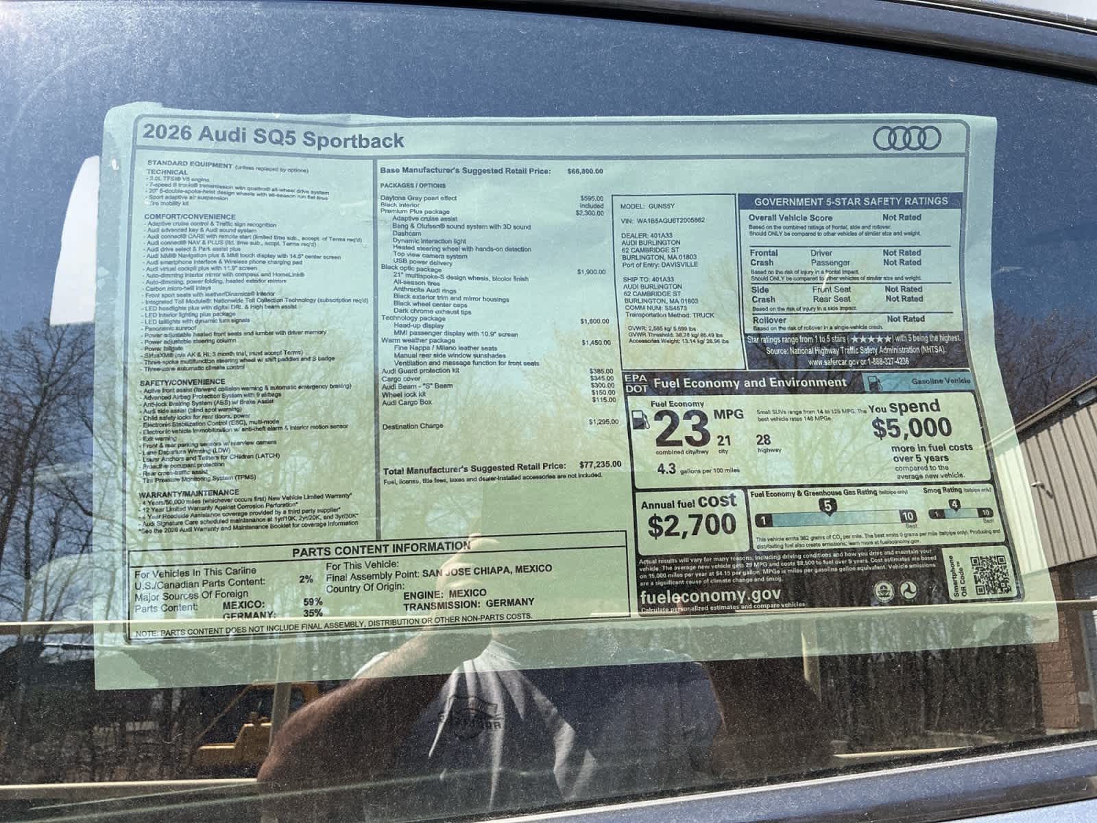 new 2026 Audi SQ5 Sportback car, priced at $77,235