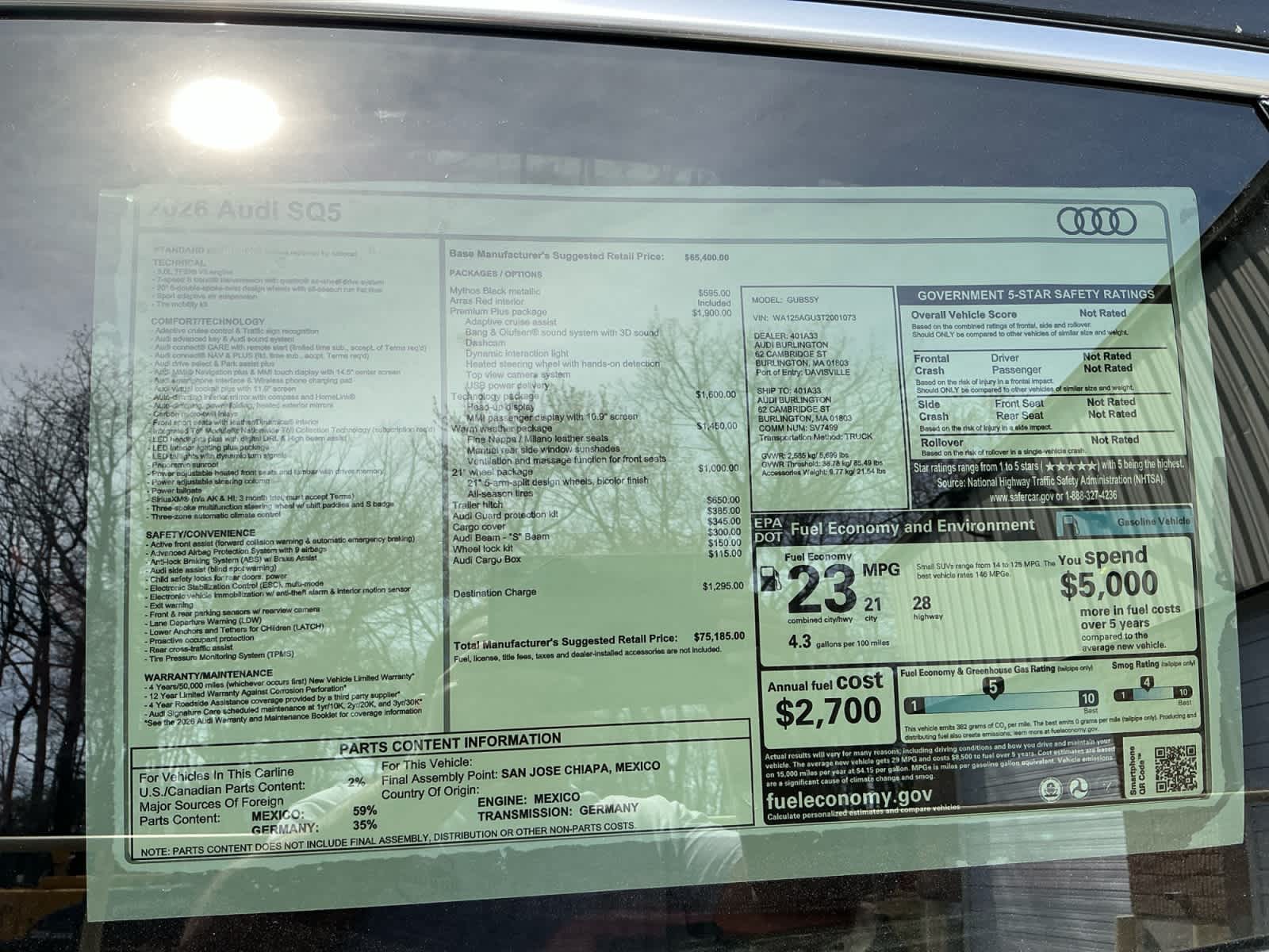 new 2026 Audi SQ5 car, priced at $75,185