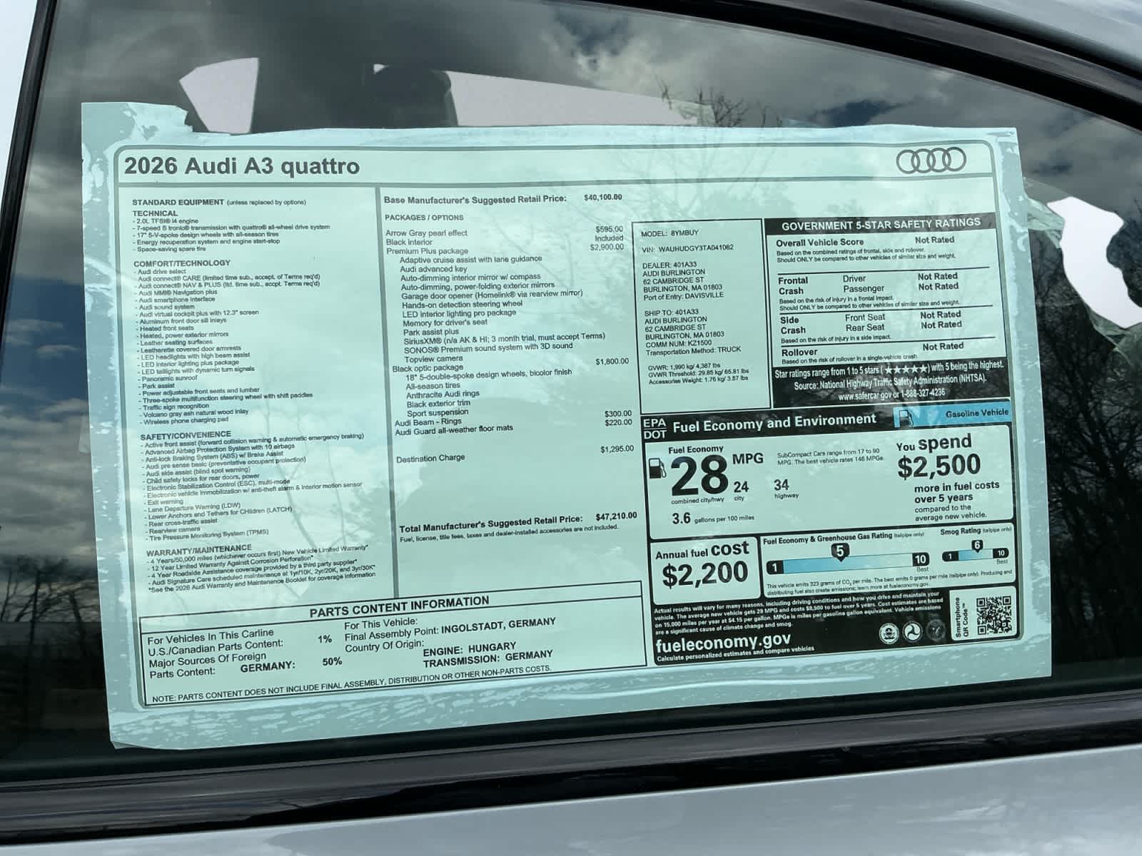 new 2026 Audi A3 car, priced at $47,210