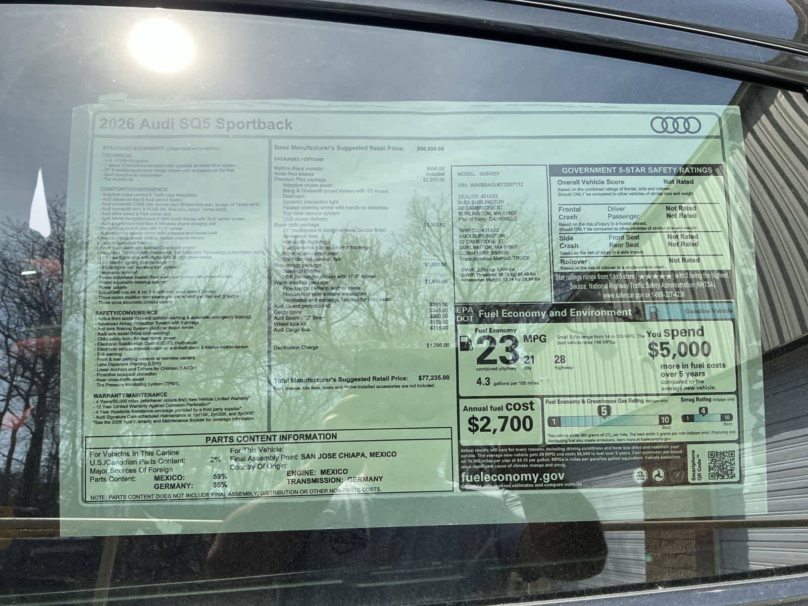 new 2026 Audi SQ5 Sportback car, priced at $77,235