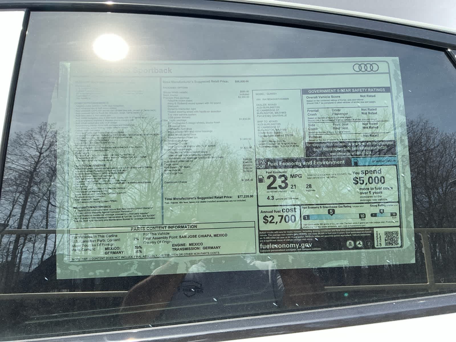 new 2026 Audi SQ5 Sportback car, priced at $77,235