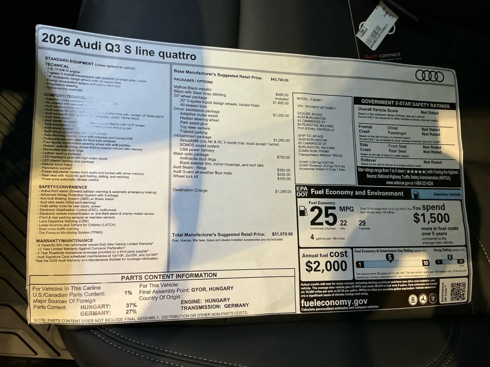 new 2026 Audi Q3 car, priced at $51,070