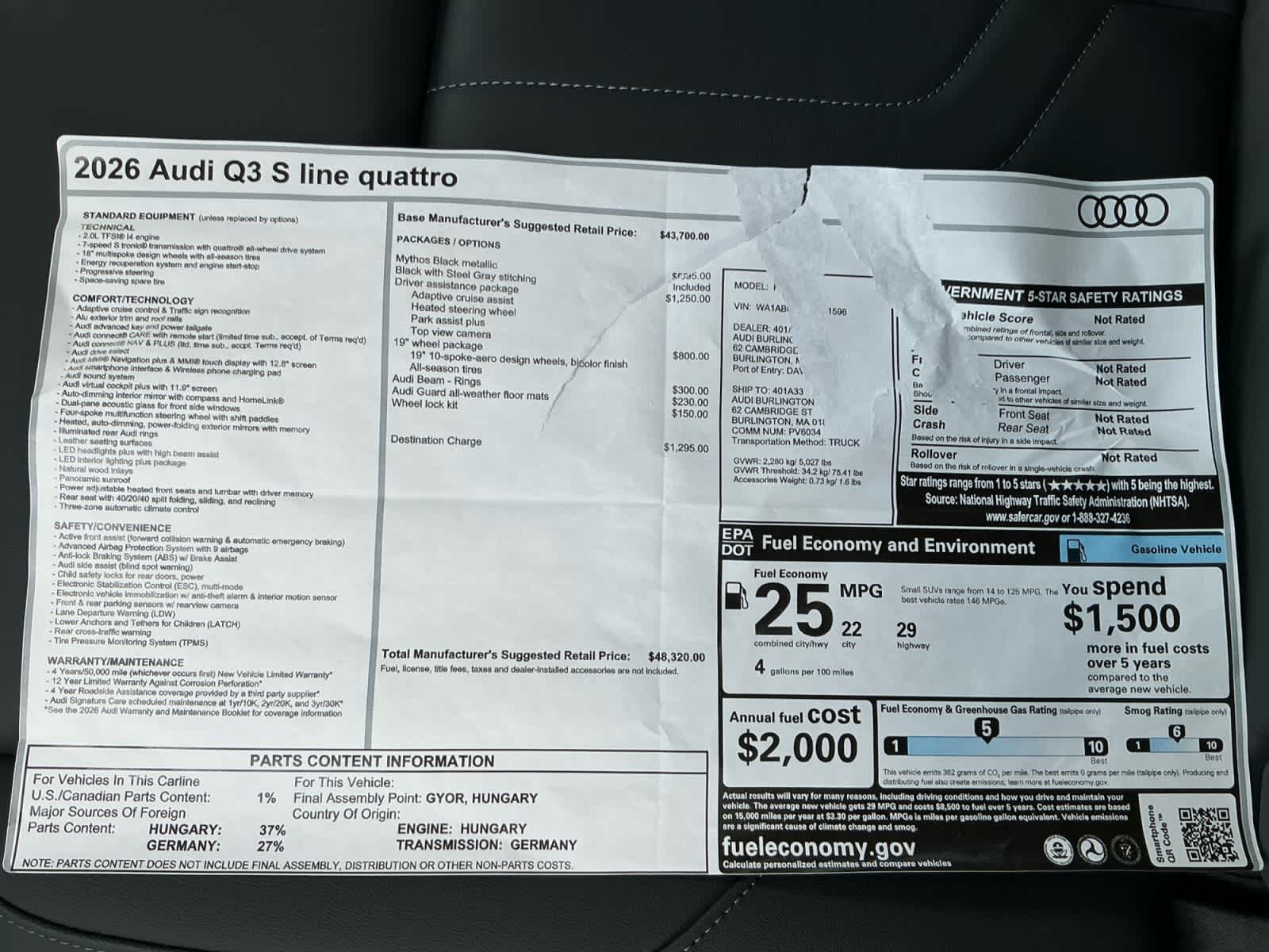 new 2026 Audi Q3 car, priced at $48,320