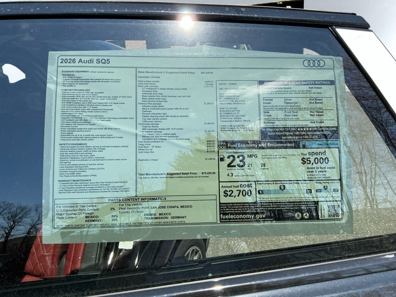 new 2026 Audi SQ5 car, priced at $75,435