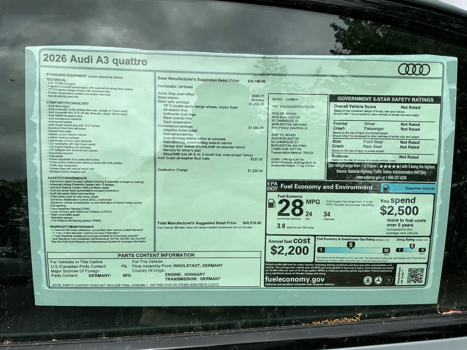 new 2026 Audi A3 car, priced at $45,510