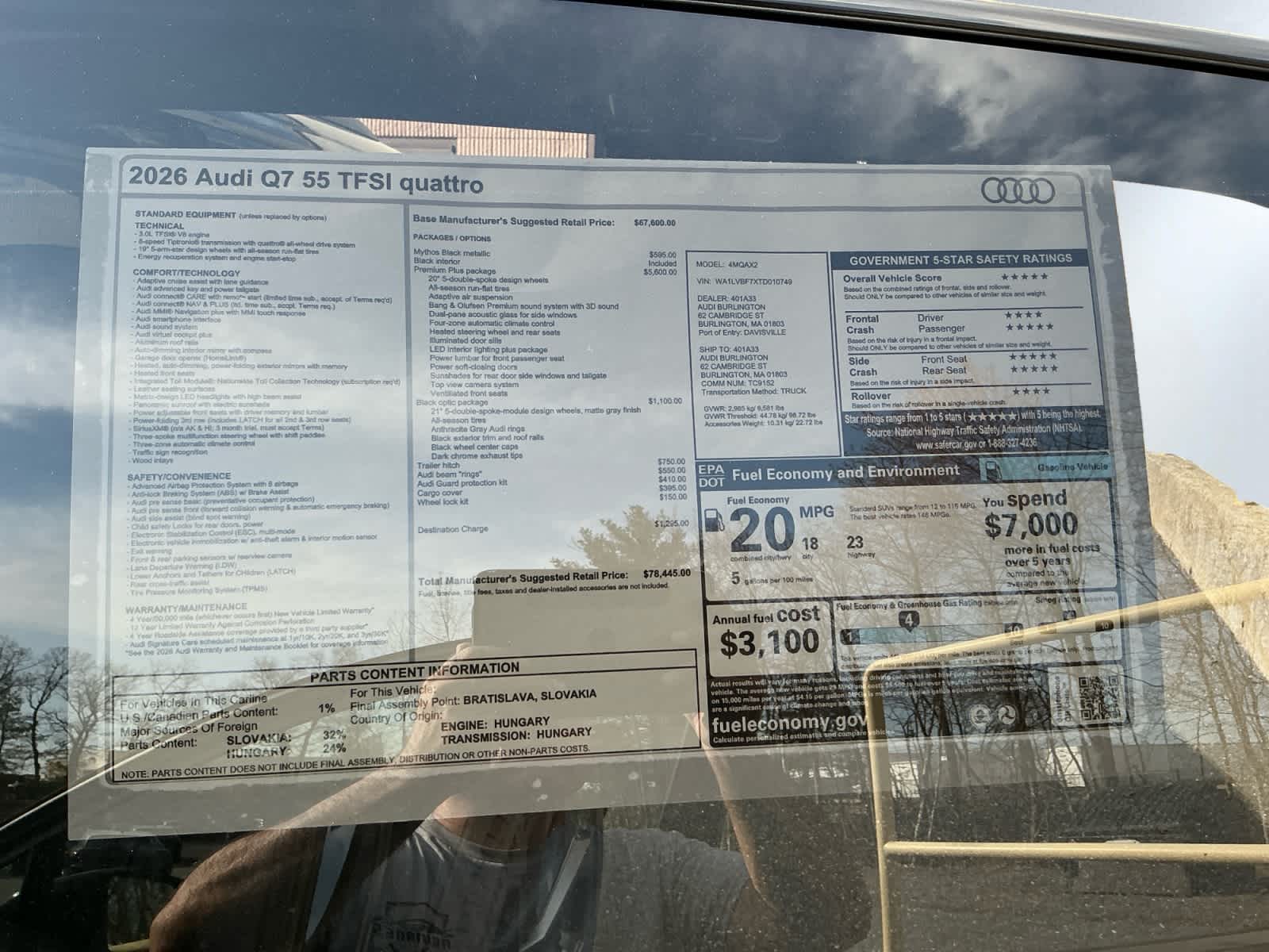 new 2026 Audi Q7 car, priced at $78,445