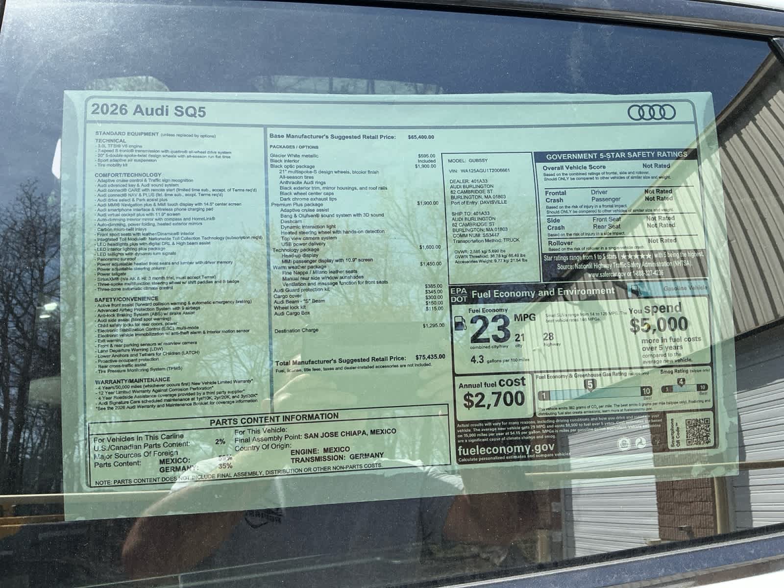 new 2026 Audi SQ5 car, priced at $75,435