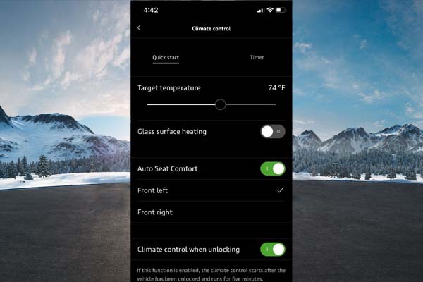 Remote climatization via myAudi.