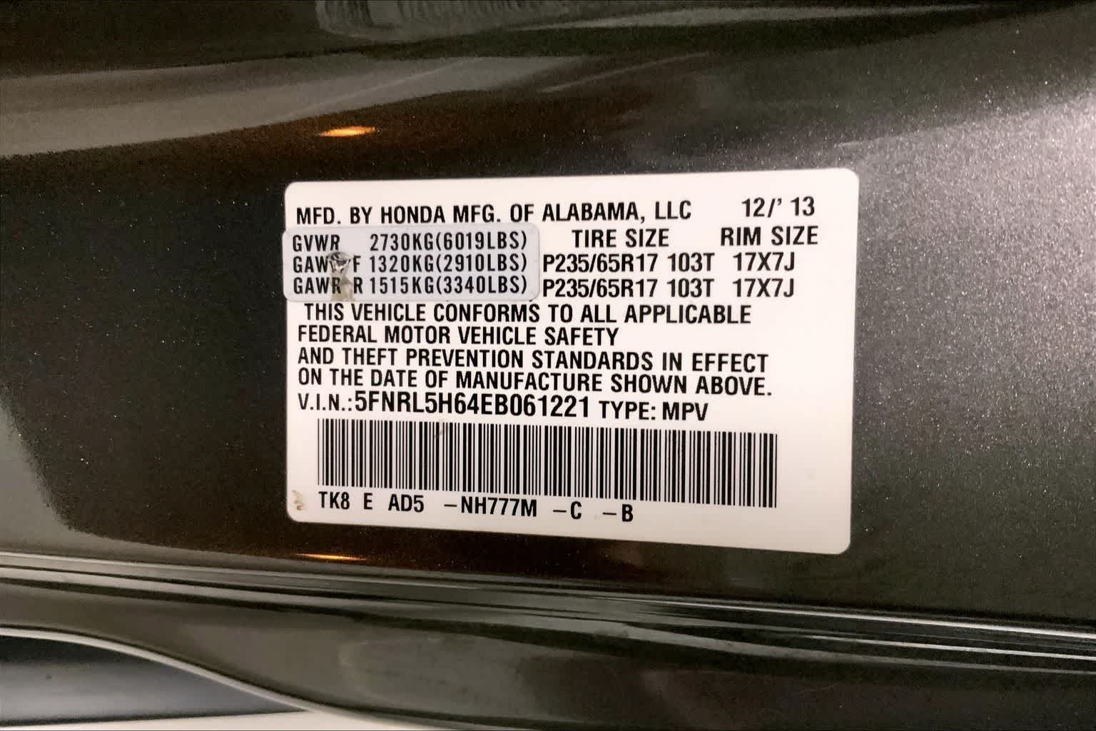 Thumbnail: 2014 Honda Odyssey - 18