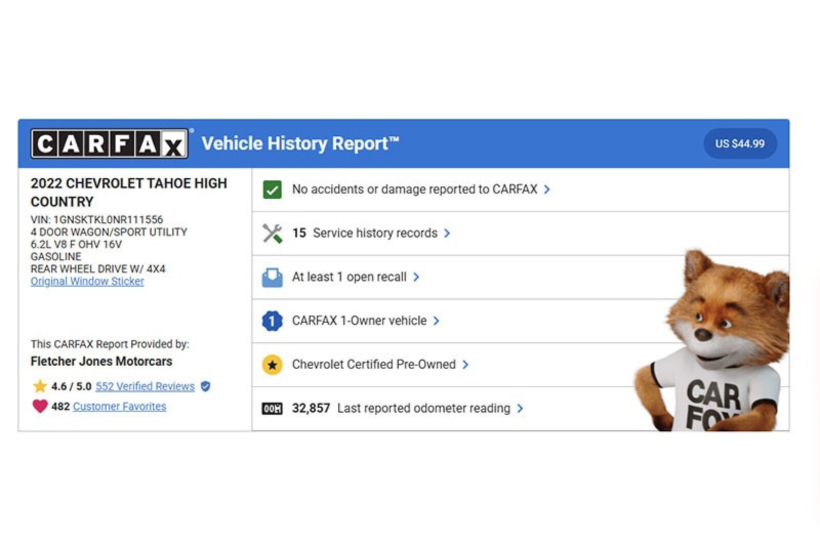 Used 2022 Chevrolet Tahoe High Country with VIN 1GNSKTKL0NR111556 for sale in Costa Mesa, CA