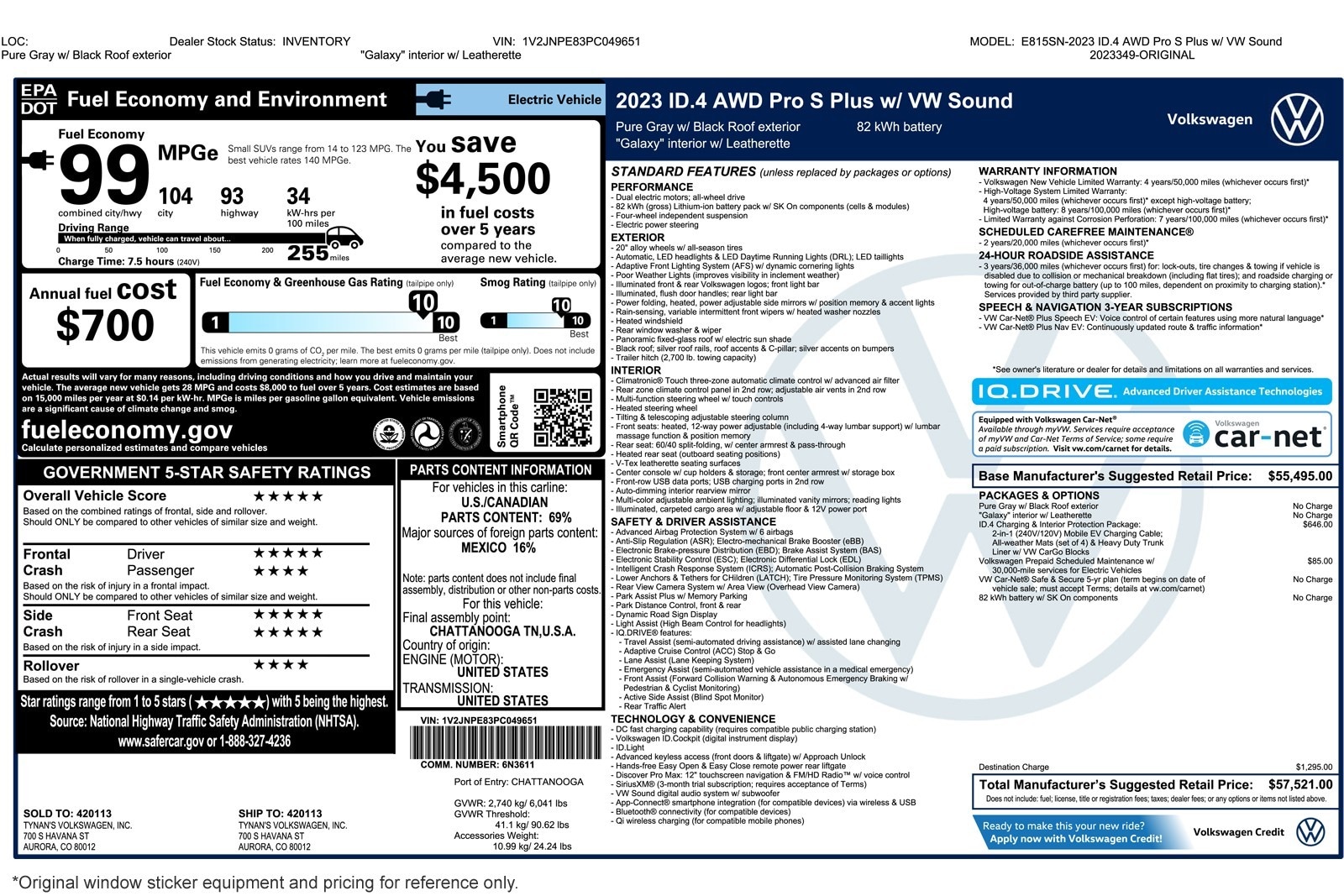 Used 2023 Volkswagen ID.4 PRO S PLUS with VIN 1V2JNPE83PC049651 for sale in Costa Mesa, CA