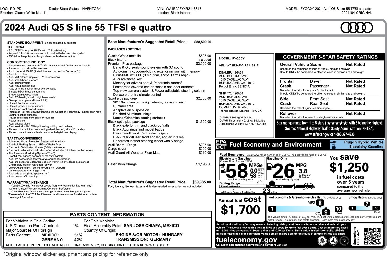 Used 2024 Audi Q5 Premium Plus with VIN WA1E2AFY4R2116817 for sale in Costa Mesa, CA