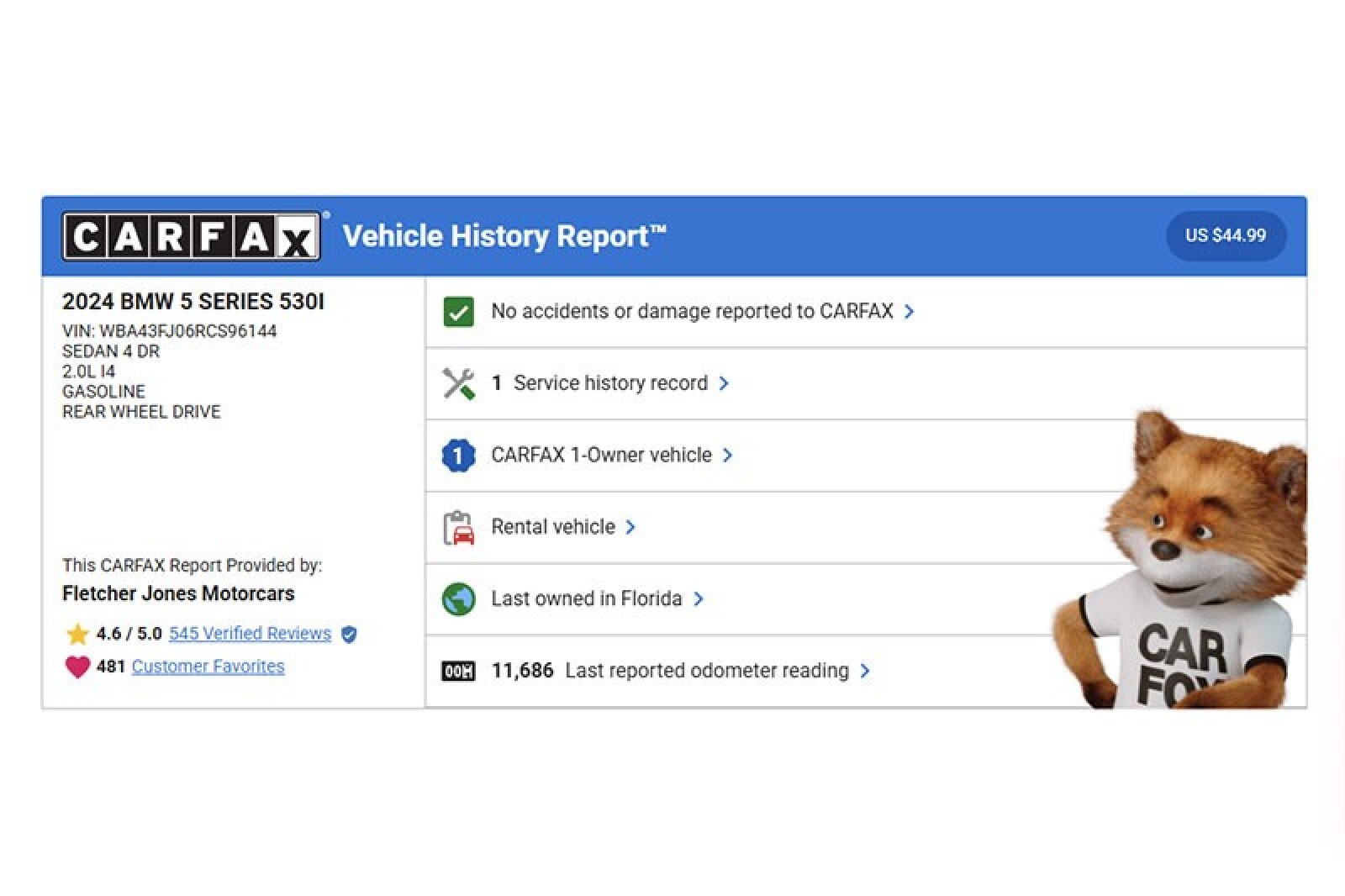 Used 2024 BMW 5 Series 530i with VIN WBA43FJ06RCS96144 for sale in Costa Mesa, CA