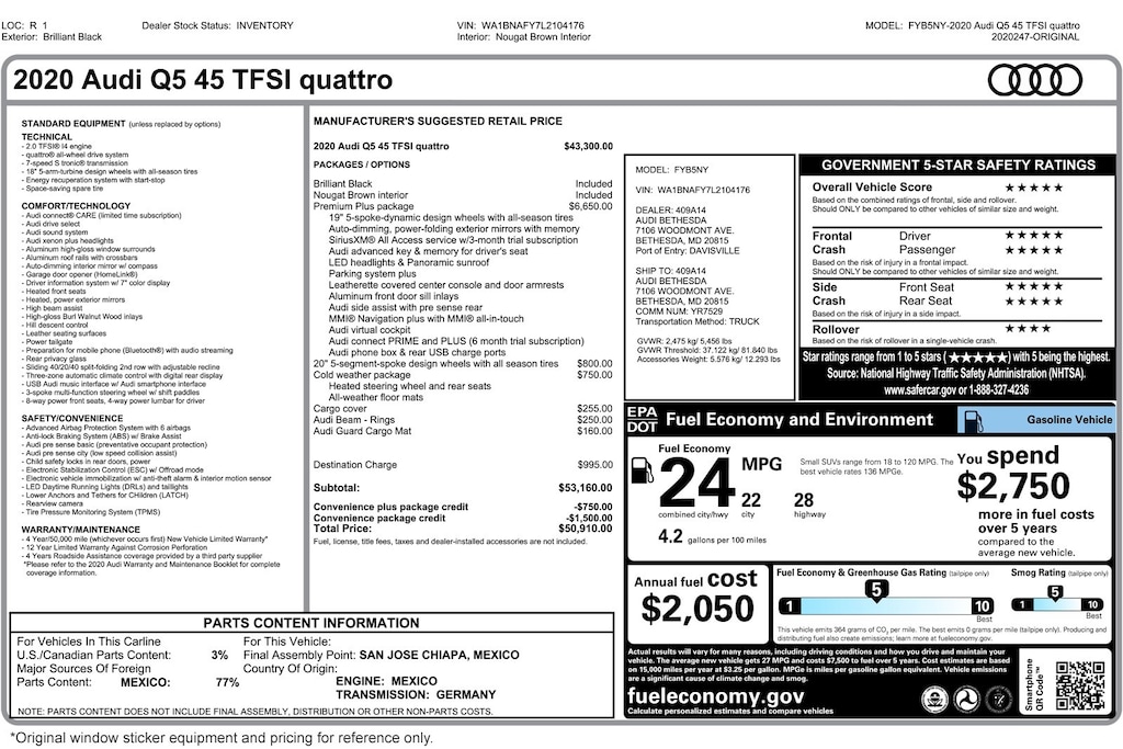 Used 2020 Audi Q5 Premium Plus 45 Tfsi Quattro SUV