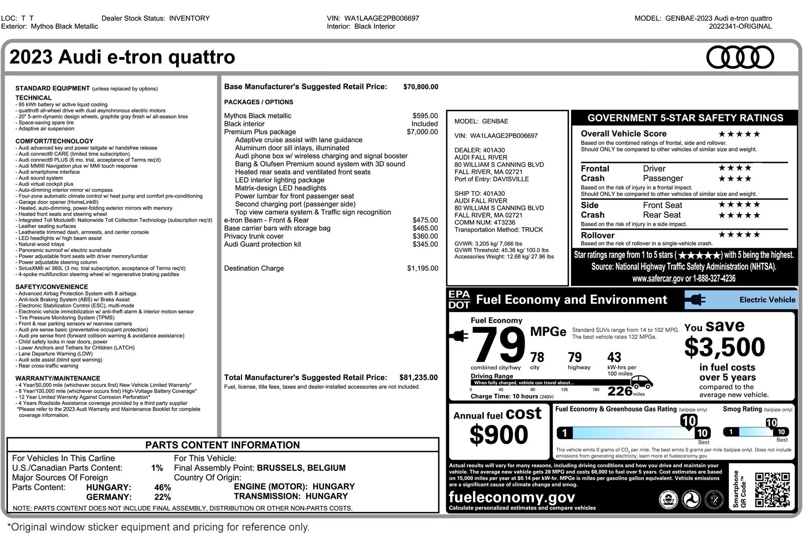Used 2023 Audi e-tron Premium Plus with VIN WA1LAAGE2PB006697 for sale in Costa Mesa, CA