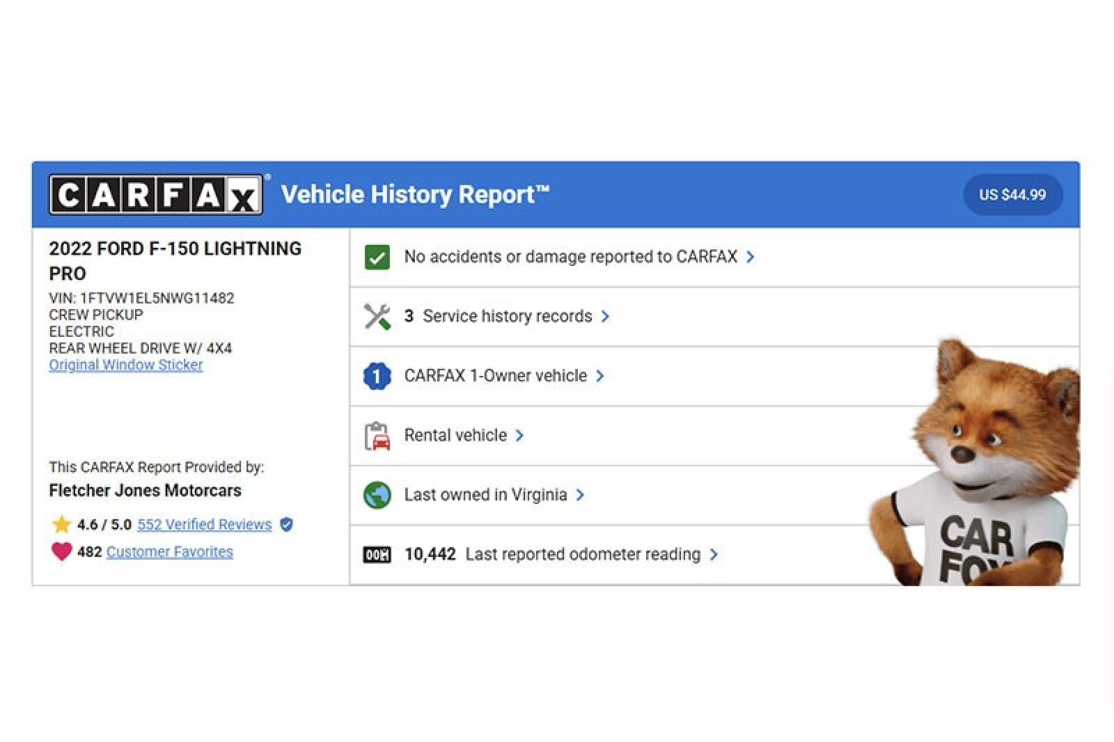 Used 2022 Ford F-150 Lightning Pro with VIN 1FTVW1EL5NWG11482 for sale in Costa Mesa, CA