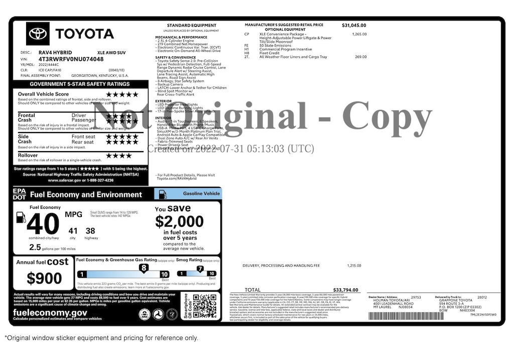 Used 2022 Toyota RAV4 Hybrid XLE AWD (Natl) SUV