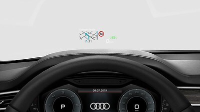 Audi S8 sports sedan with front window display