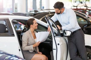 Woman buying Audi hero 3