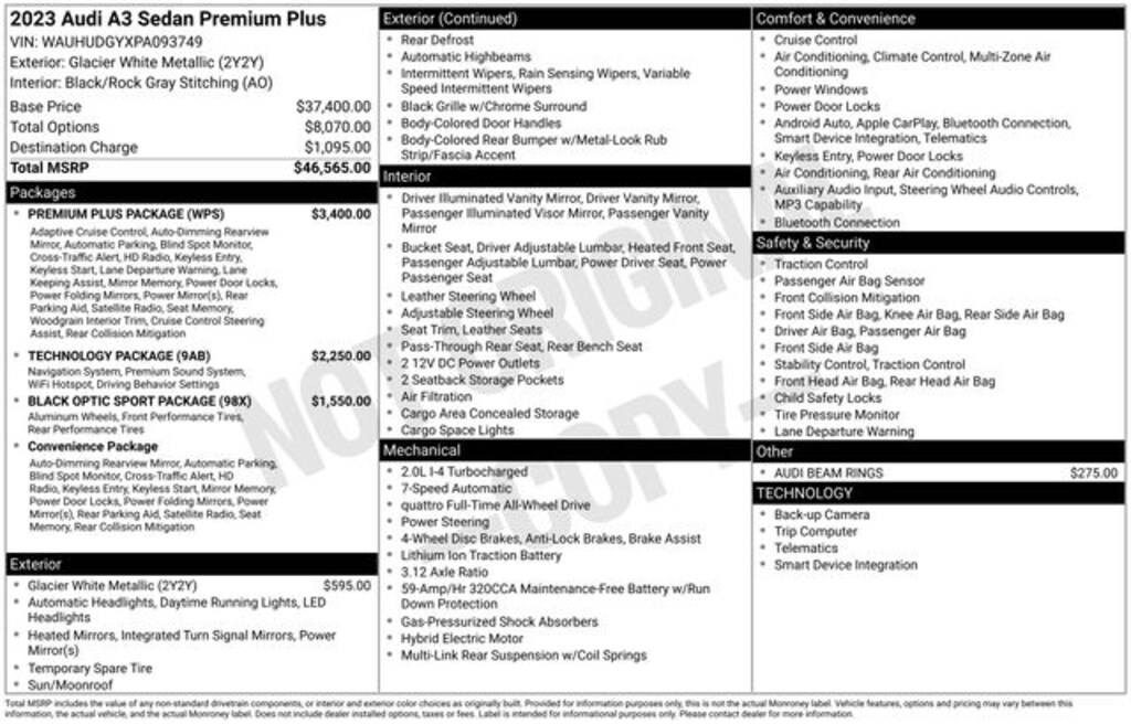 Used 2023 Audi A3 40 Premium Plus Sedan