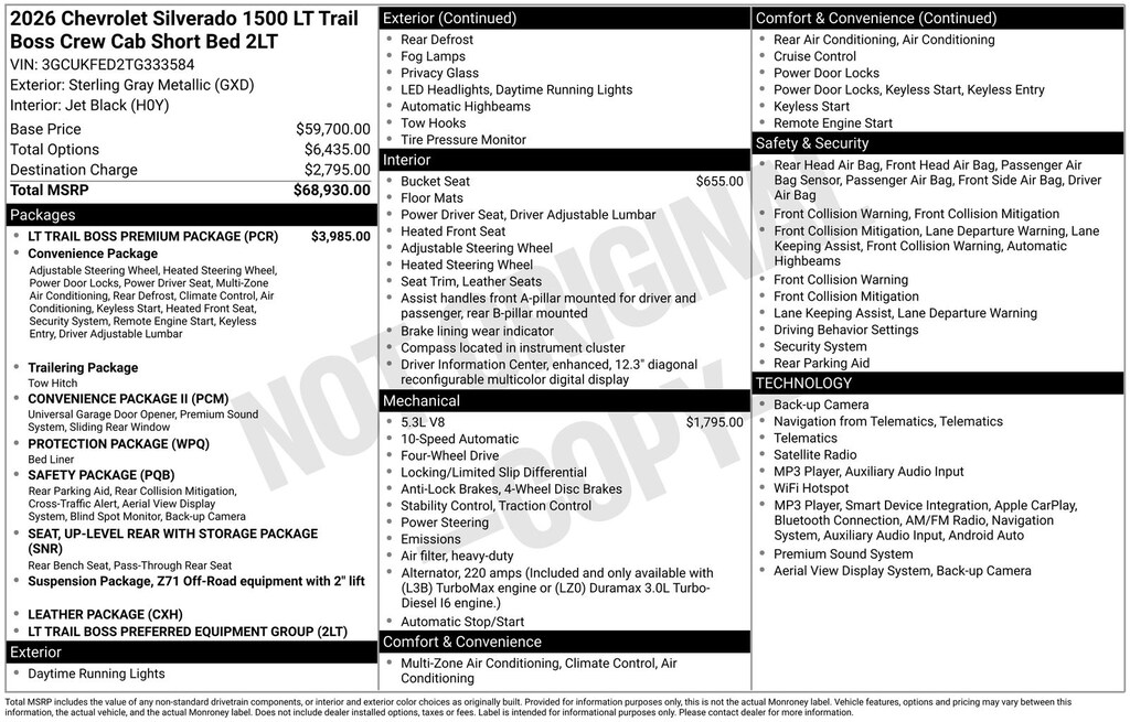 Used 2026 Chevrolet Silverado 1500 LT Trail Boss Truck