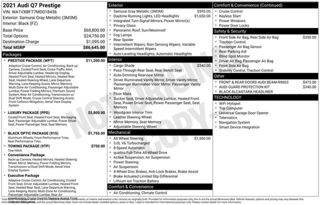 Used 2021 Audi Q7 55 Prestige SUV