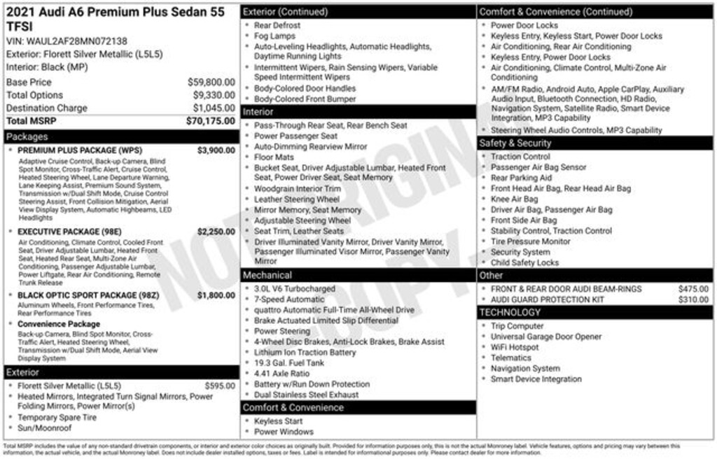 Used 2021 Audi A6 3.0T Premium Plus Sedan