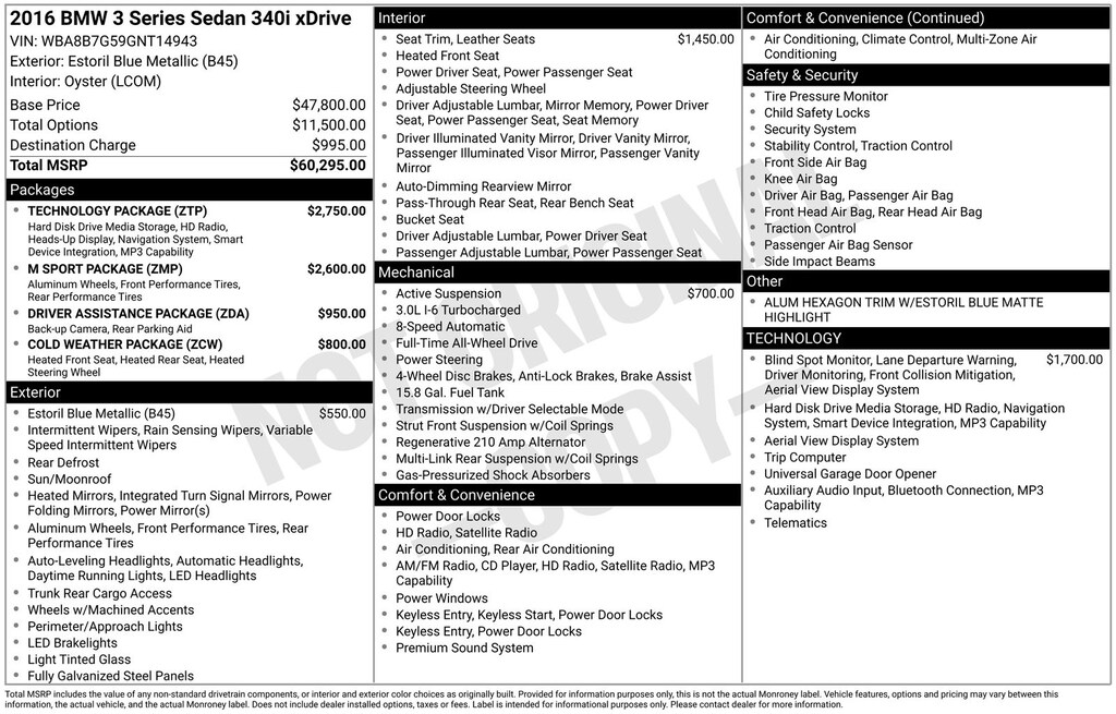 Used 2016 BMW 3 Series 340i xDrive Sedan