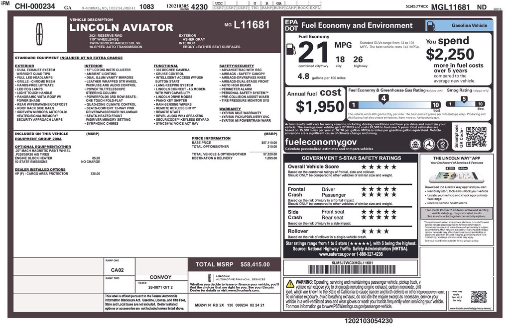Used 2021 Lincoln Aviator Reserve SUV