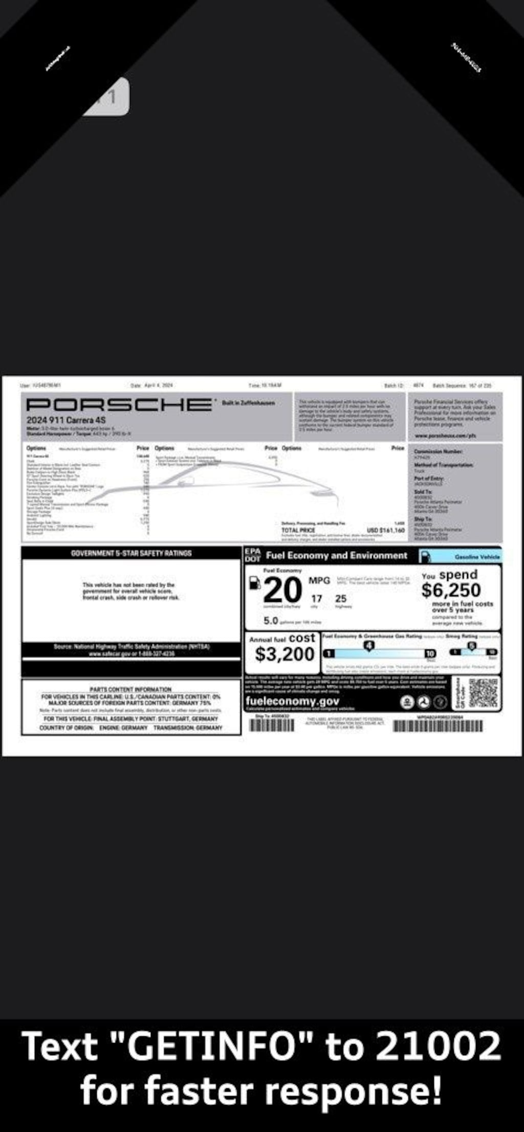 Used 2024 Porsche 911 Carrera 4S Coupe