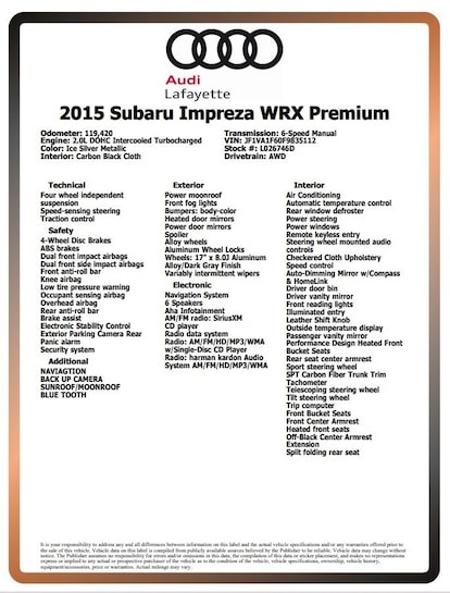 Used 2015 Subaru WRX For Sale in Lafayette LA