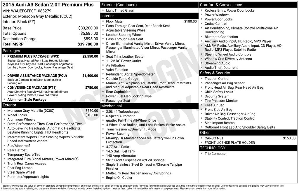Used 2015 Audi A3 2.0T Premium Plus Sedan